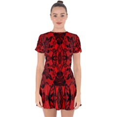 Bright Red Fashion Lace Design By Flipstylez Designs Drop Hem Mini Chiffon Dress by flipstylezfashionsLLC