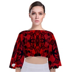 Bright Red Fashion Lace Design By Flipstylez Designs Tie Back Butterfly Sleeve Chiffon Top by flipstylezfashionsLLC