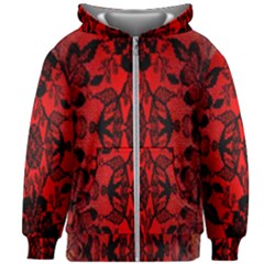 Bright Red Fashion Lace Design By Flipstylez Designs Kids Zipper Hoodie Without Drawstring