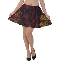 Elegant Black Floral Lace Design By Flipstylez Designs Velvet Skater Skirt