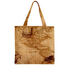 Map Discovery America Ship Train Zipper Grocery Tote Bag