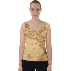 Map Discovery America Ship Train Velvet Tank Top