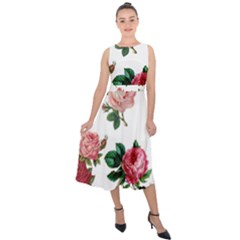 Roses 1770165 1920 Midi Tie-back Chiffon Dress