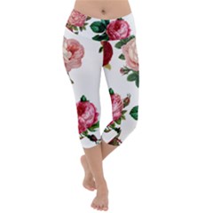 Roses 1770165 1920 Lightweight Velour Capri Yoga Leggings by vintage2030