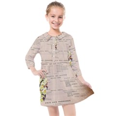 Letter Floral Kids  Quarter Sleeve Shirt Dress