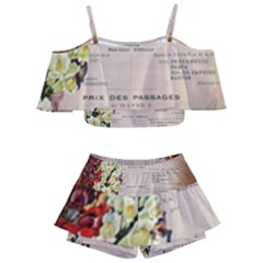 Letter Floral Kids  Off Shoulder Skirt Bikini by vintage2030