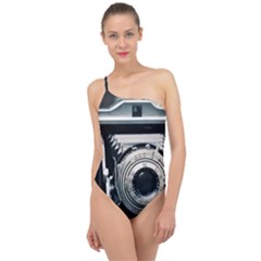 Photo Camera Classic One Shoulder Swimsuit by vintage2030