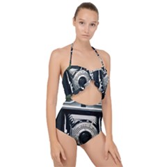 Photo Camera Scallop Top Cut Out Swimsuit