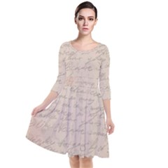 Letter Quarter Sleeve Waist Band Dress