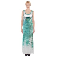 Splash Teal Maxi Thigh Split Dress by vintage2030