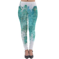 Splash Teal Lightweight Velour Leggings