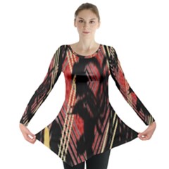 Decorative Red Creative Design By Flipstylez Designs Long Sleeve Tunic  by flipstylezfashionsLLC