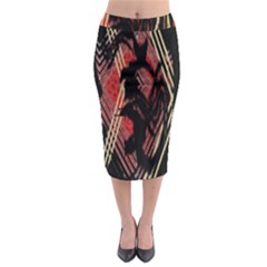 Decorative Red Creative Design By Flipstylez Designs Midi Pencil Skirt by flipstylezfashionsLLC