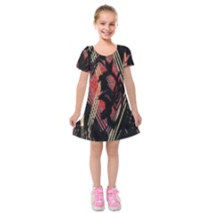 Decorative Red Creative Design By Flipstylez Designs Kids  Short Sleeve Velvet Dress