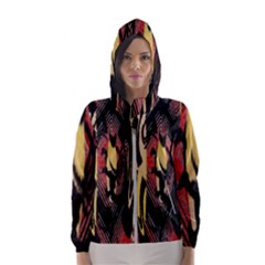 Red Black And Gold Decorative Design By Flipstylez Designs  Hooded Windbreaker (women)