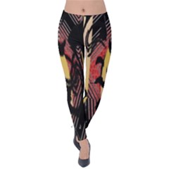 Red Black And Gold Decorative Design By Flipstylez Designs  Velvet Leggings