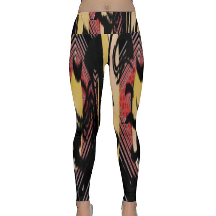 Red black and gold decorative design by FlipStylez Designs  Lightweight Velour Classic Yoga Leggings