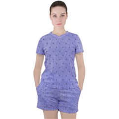 Dot Blue Women s Tee And Shorts Set