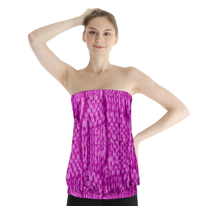 Knitted Wool Square Green Strapless Top