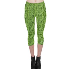 Knitted Wool Chain Green Capri Leggings  by vintage2030