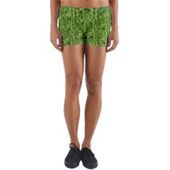 Knitted Wool Chain Green Yoga Shorts by vintage2030