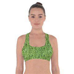 Knitted Wool Chain Green Cross Back Sports Bra by vintage2030