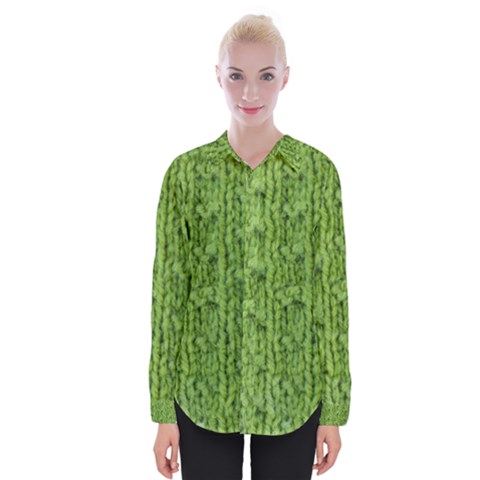 Knitted Wool Chain Green Womens Long Sleeve Shirt by vintage2030