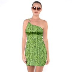 Knitted Wool Chain Green One Soulder Bodycon Dress by vintage2030