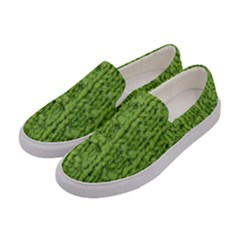 Knitted Wool Chain Green Women s Canvas Slip Ons by vintage2030