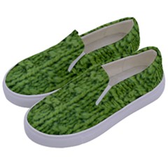 Knitted Wool Chain Green Kids  Canvas Slip Ons by vintage2030