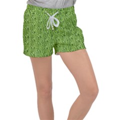 Knitted Wool Chain Green Women s Velour Lounge Shorts by vintage2030