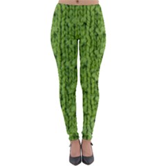 Knitted Wool Chain Green Lightweight Velour Leggings by vintage2030