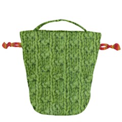 Knitted Wool Chain Green Drawstring Bucket Bag