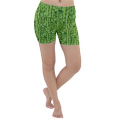 Knitted Wool Chain Green Lightweight Velour Yoga Shorts by vintage2030