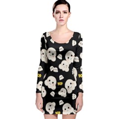 Cute Kawaii Popcorn Pattern Long Sleeve Bodycon Dress by Valentinaart