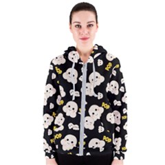 Cute Kawaii Popcorn Pattern Women s Zipper Hoodie