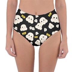 Cute Kawaii Popcorn Pattern Reversible High-waist Bikini Bottoms by Valentinaart