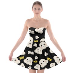 Cute Kawaii Popcorn Pattern Strapless Bra Top Dress by Valentinaart