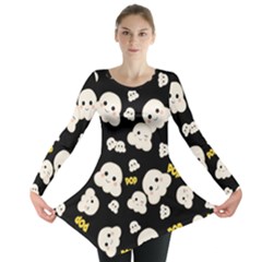 Cute Kawaii Popcorn Pattern Long Sleeve Tunic  by Valentinaart