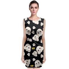 Cute Kawaii Popcorn Pattern Classic Sleeveless Midi Dress