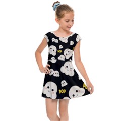 Cute Kawaii Popcorn Pattern Kids Cap Sleeve Dress by Valentinaart