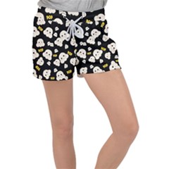 Cute Kawaii Popcorn Pattern Women s Velour Lounge Shorts by Valentinaart