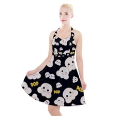 Cute Kawaii Popcorn Pattern Halter Party Swing Dress  by Valentinaart