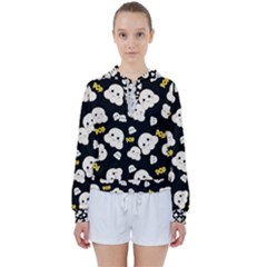 Cute Kawaii Popcorn Pattern Women s Tie Up Sweat