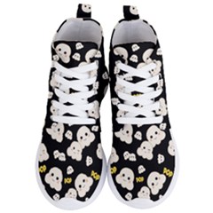 Cute Kawaii Popcorn Pattern Women s Lightweight High Top Sneakers