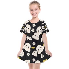 Cute Kawaii Popcorn Pattern Kids  Smock Dress by Valentinaart