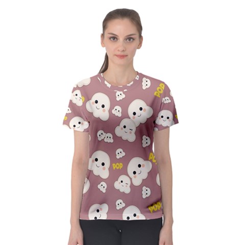 Cute Kawaii Popcorn Pattern Women s Sport Mesh Tee by Valentinaart