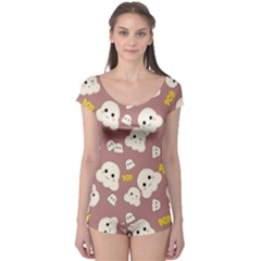 Cute Kawaii Popcorn Pattern Boyleg Leotard  by Valentinaart