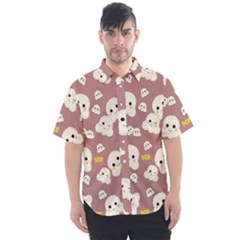 Cute Kawaii Popcorn Pattern Men s Short Sleeve Shirt