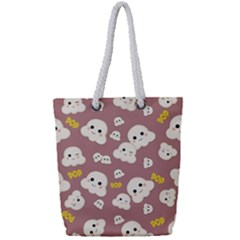 Cute Kawaii Popcorn Pattern Full Print Rope Handle Tote (small) by Valentinaart